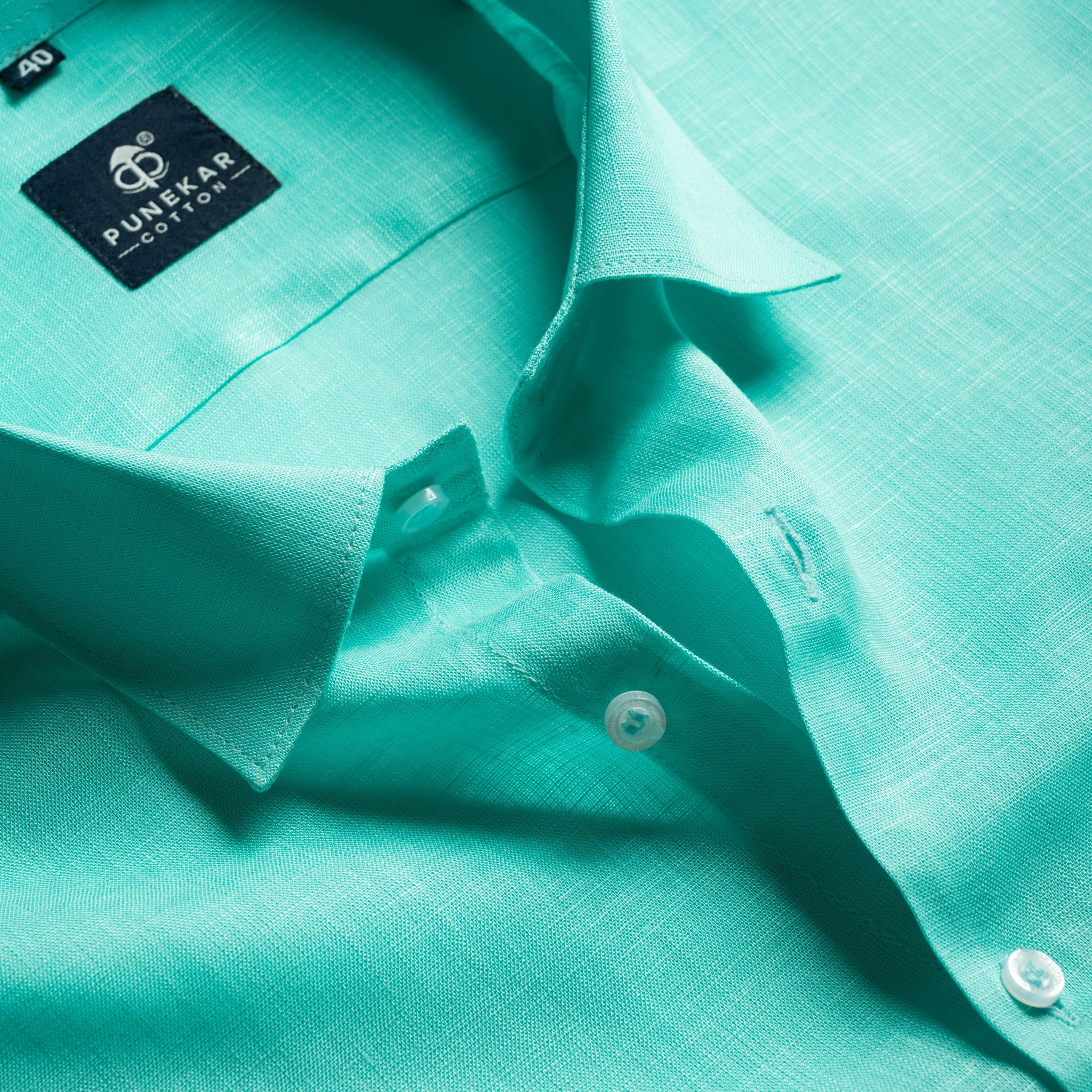 Turquoise Color 80s Lino Lyocell Shirt For Men