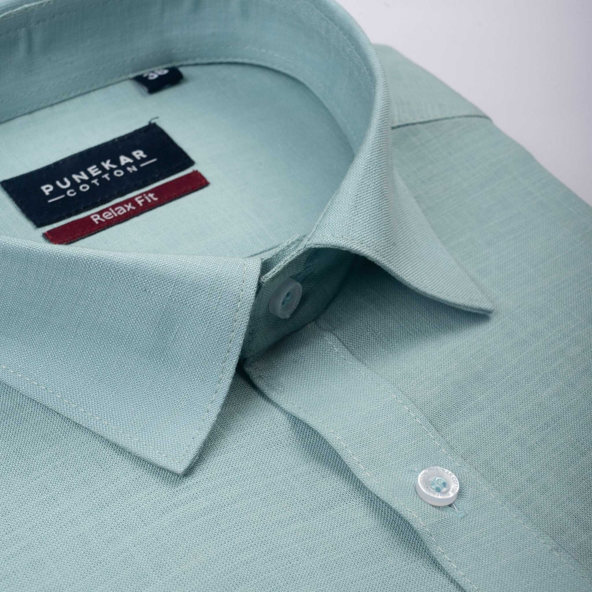 Aqua Green Color Lyocell Cotton Shirt For Men - Punekar Cotton