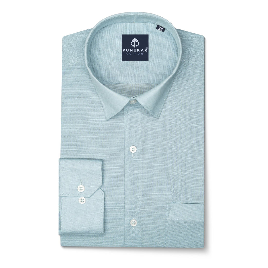 Baby Blue Color Lining Texture Pure Cotton Shirt For Men - Punekar Cotton
