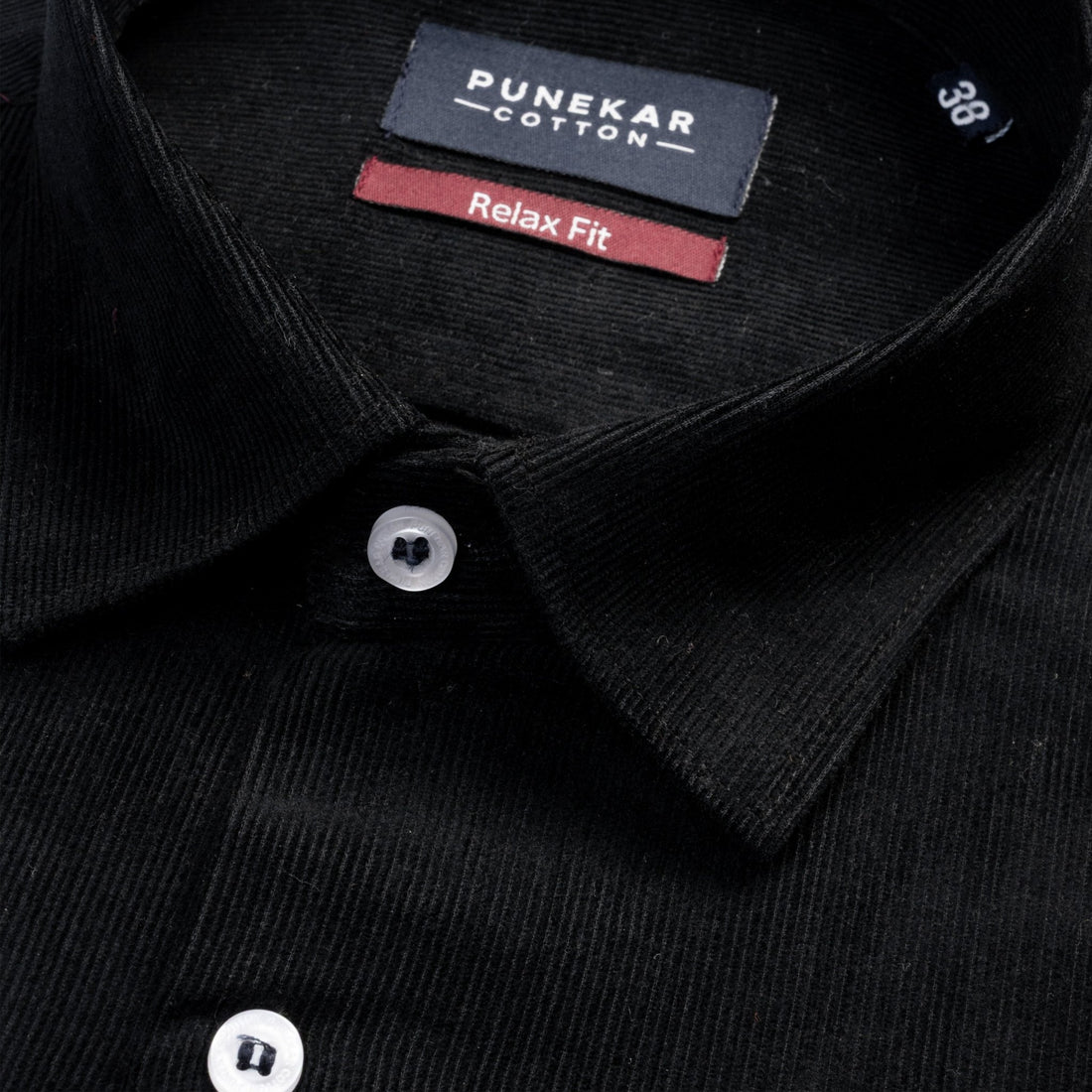 Black Color Corduroy Shirt For Men - Punekar Cotton
