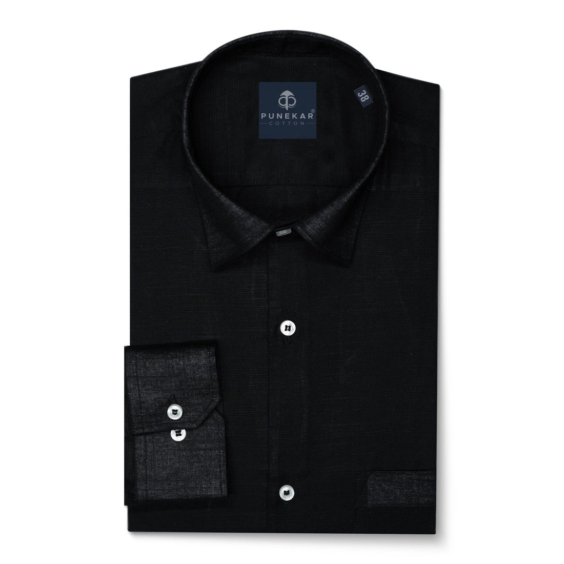 Black Color Lining Texture Pure Cotton Shirt For Men - Punekar Cotton