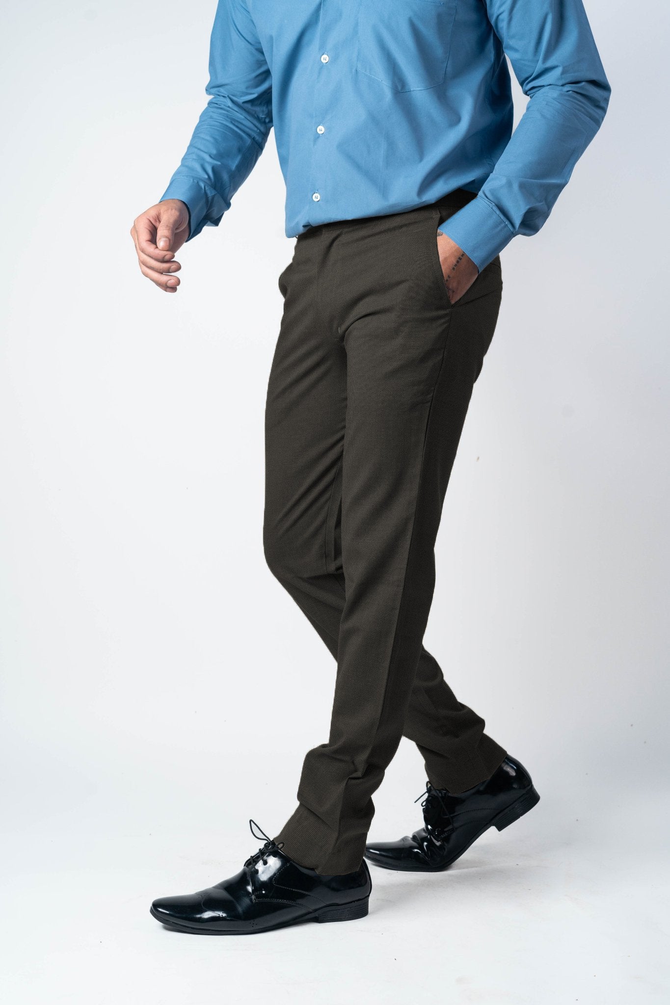 Black Color Wicking Texture Blend Cotton Pant for Men - Punekar Cotton