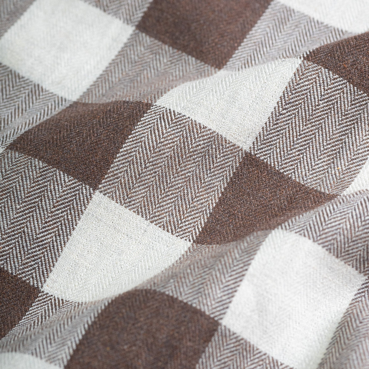 Brown Heritage Herringbone Checks Cotton Shirt for Men - Punekar Cotton