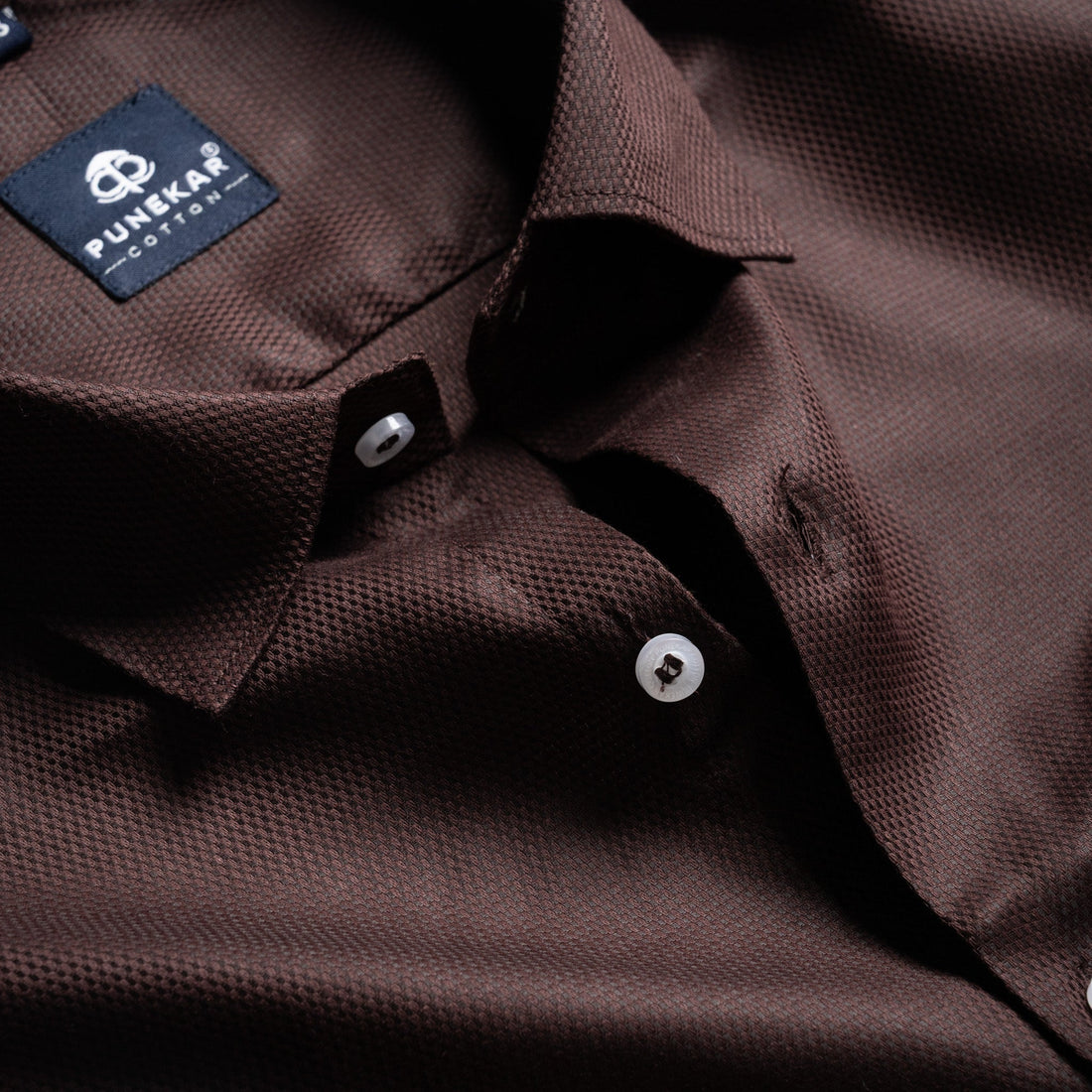 Espresso Brown Softweave Cotton Tencel Textured Shirt For Men - Punekar Cotton