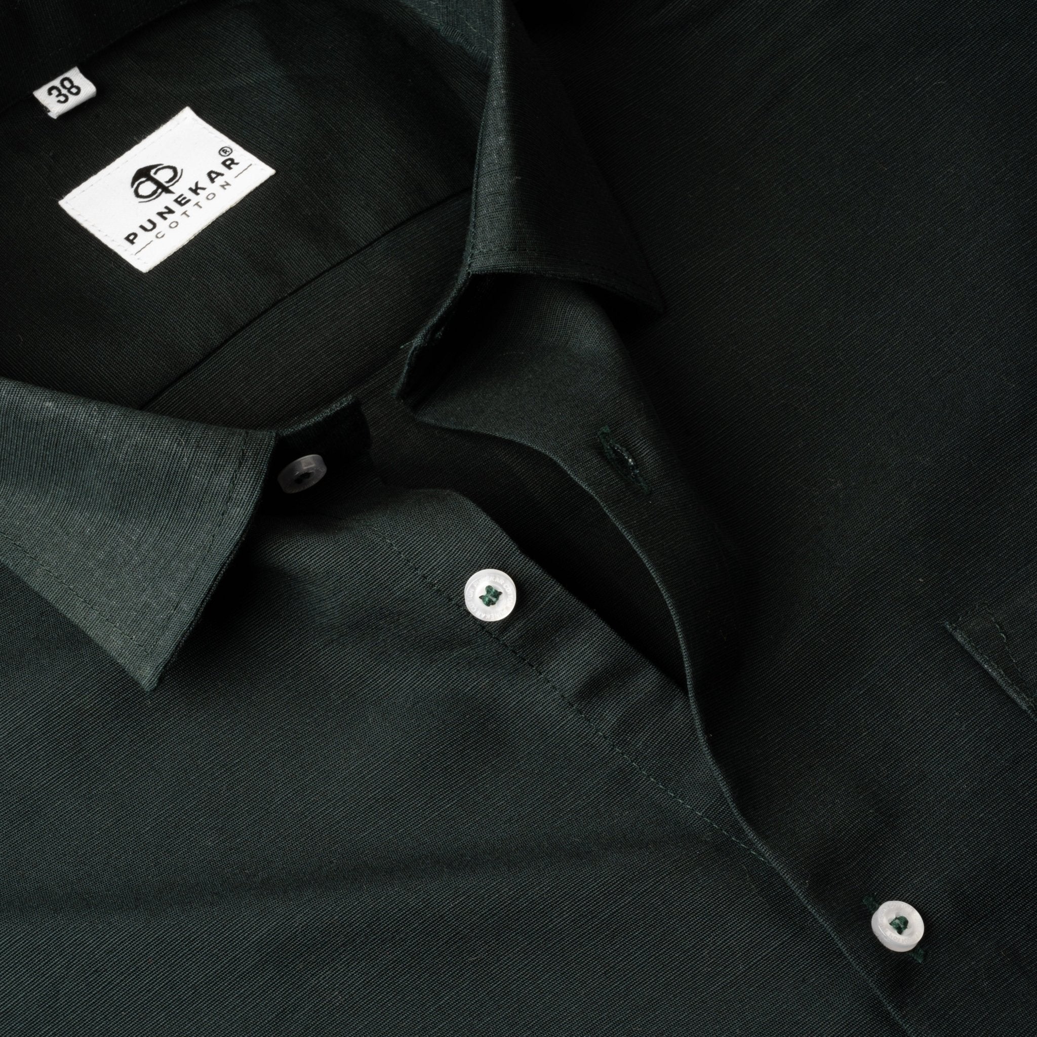 Forest Green Color Lining Texture Pure Cotton Shirt For Men - Punekar Cotton