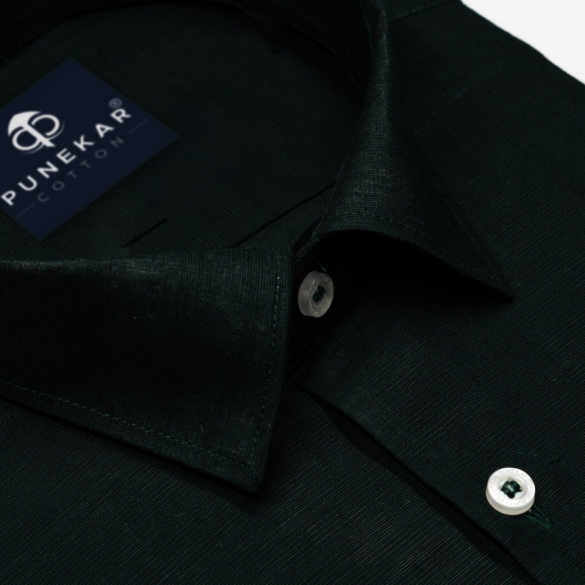 Forest Green Color Lining Texture Pure Cotton Shirt For Men - Punekar Cotton