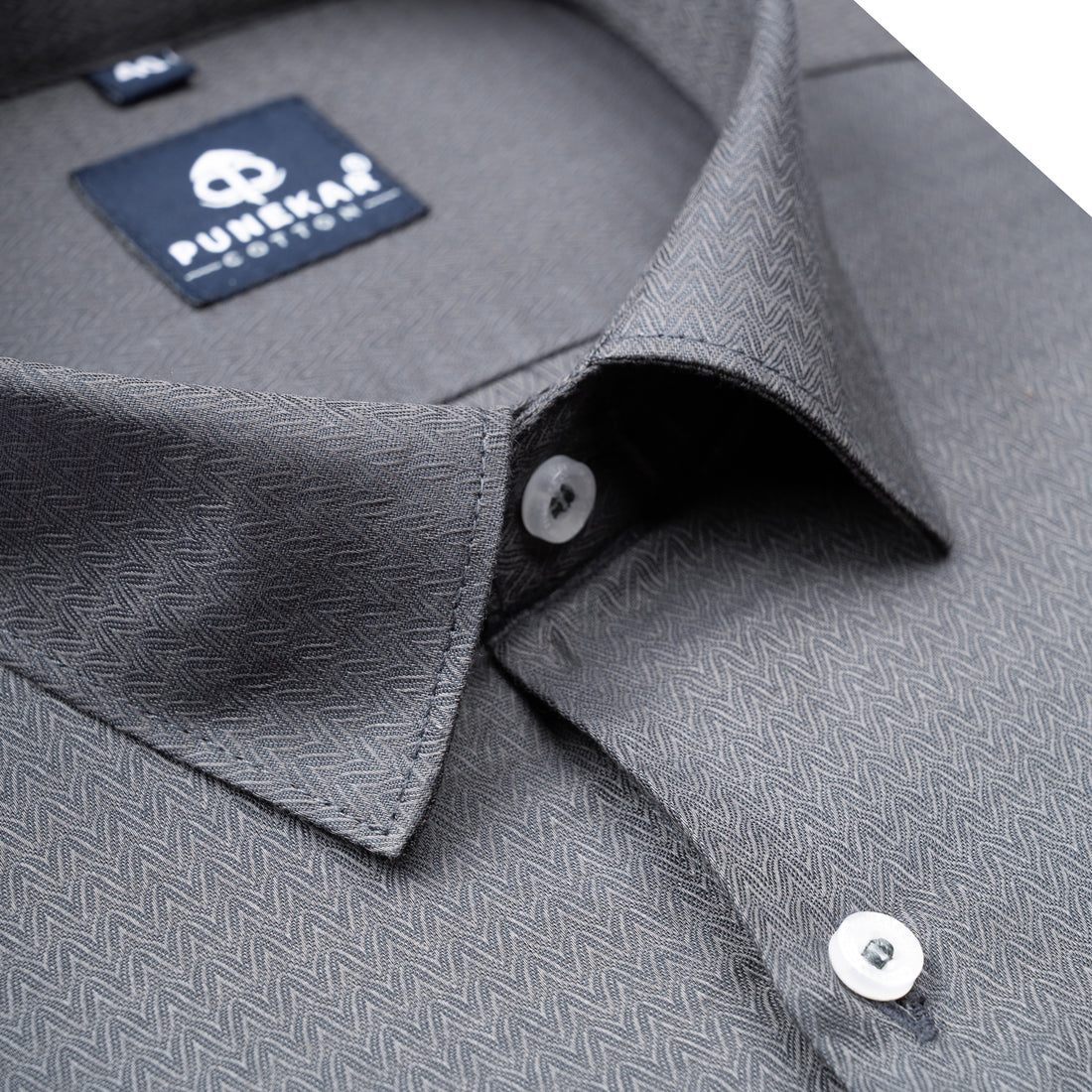 Dark Grey Color Dobby Cotton Satin Shirt For Men