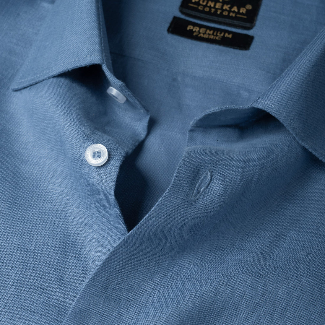 Ice Blue Color 60Lea Pure Linen Shirt For Men - Punekar Cotton