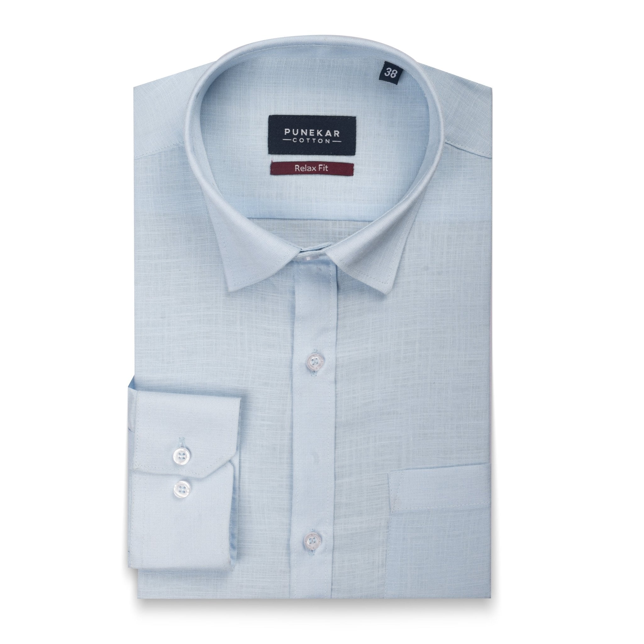 Light Blue Color Lyocell Cotton Shirt For Men - Punekar Cotton