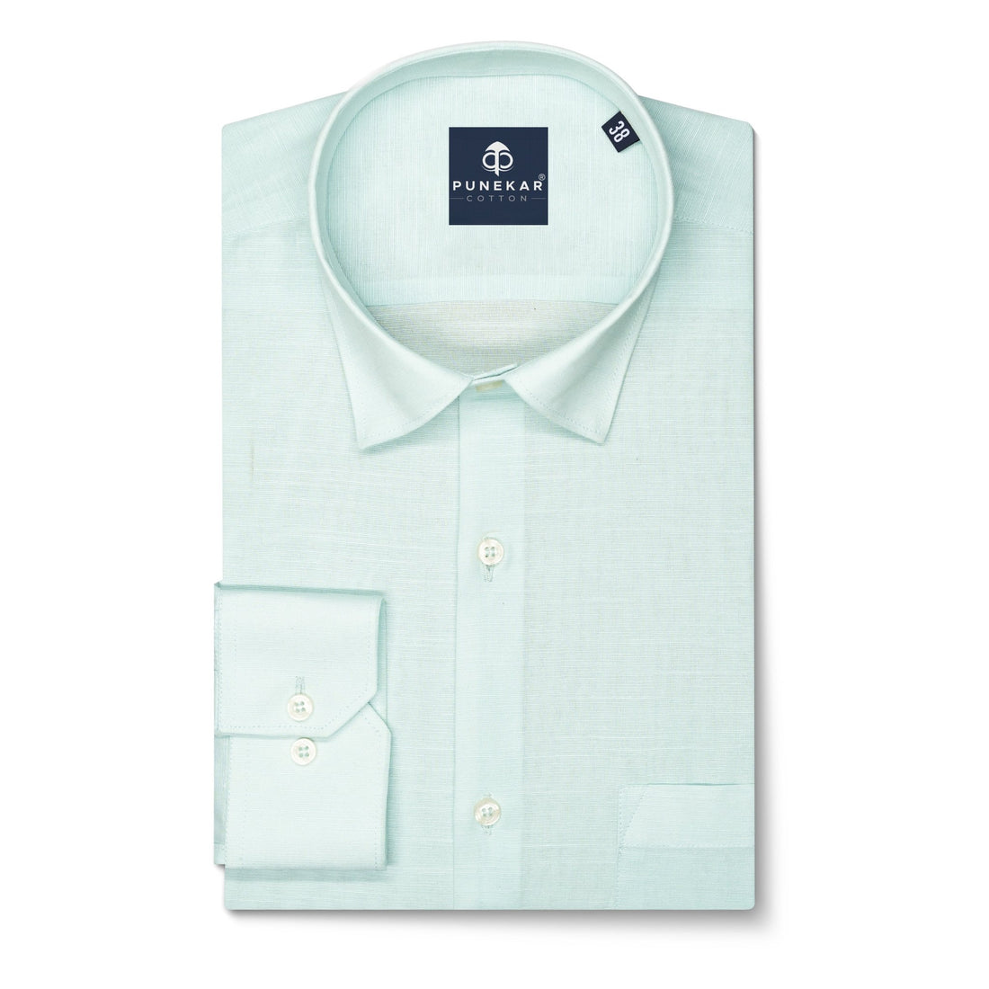 Light Mint Color Lining Texture Pure Cotton Shirt For Men - Punekar Cotton