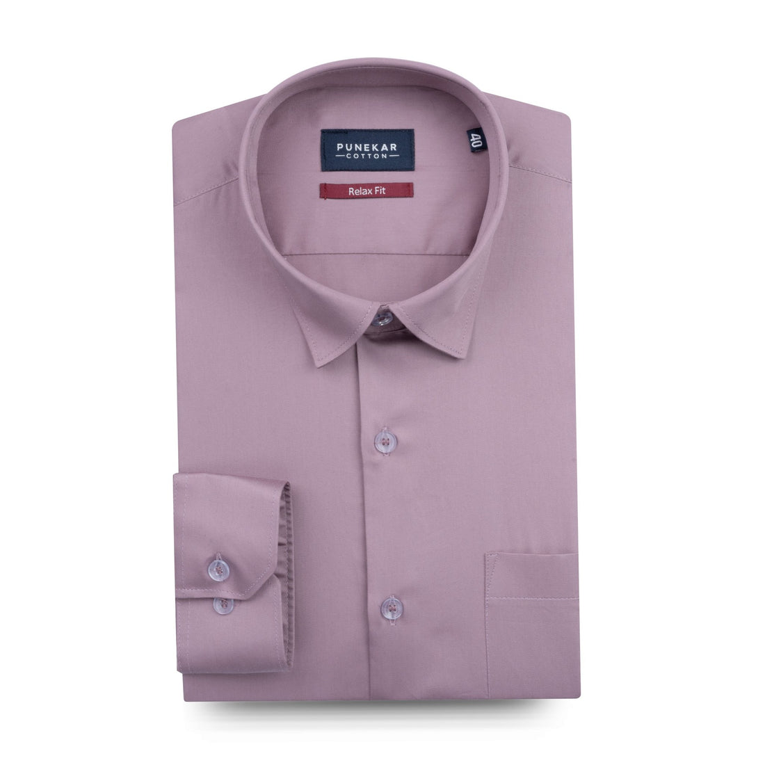 Mauve Pink Color Cotton Satin Shirt For Men - Punekar Cotton