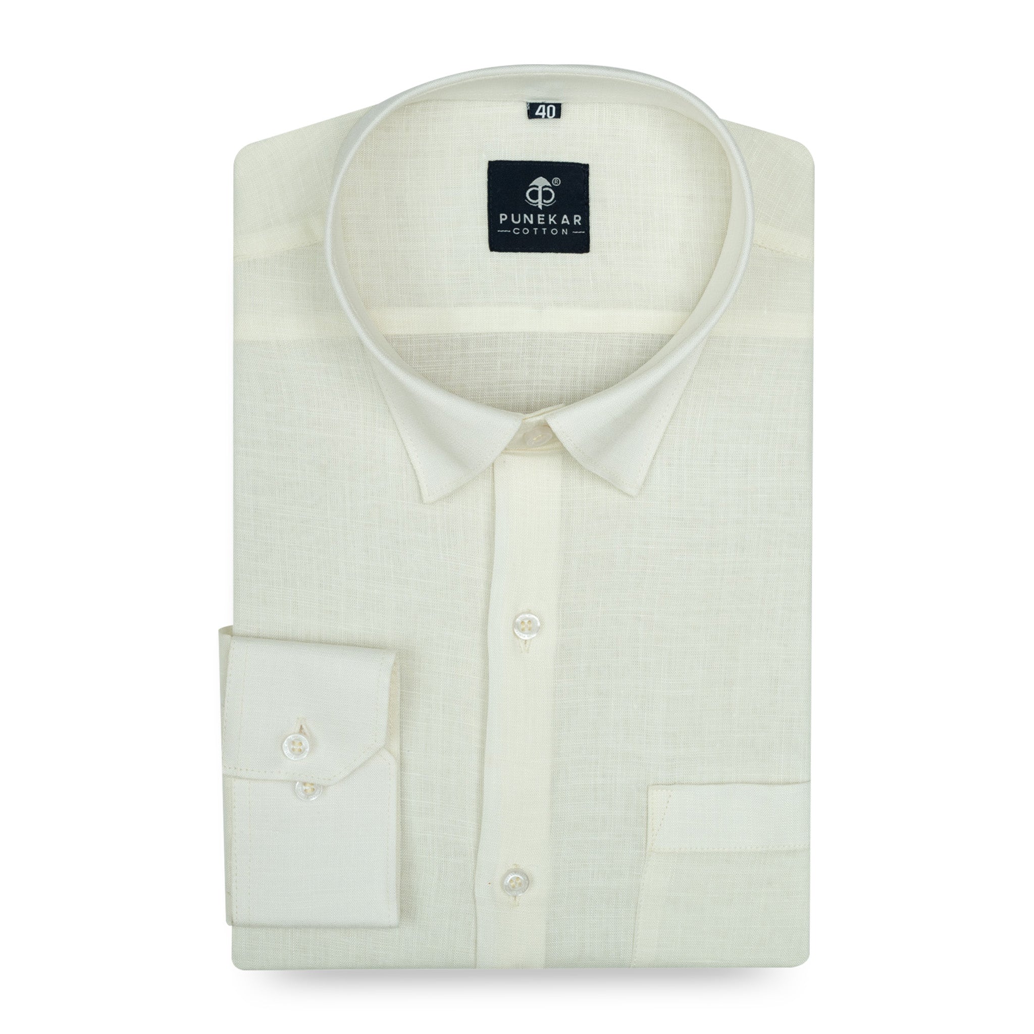 Ivory Color 80s Lino Lyocell Shirt For Men