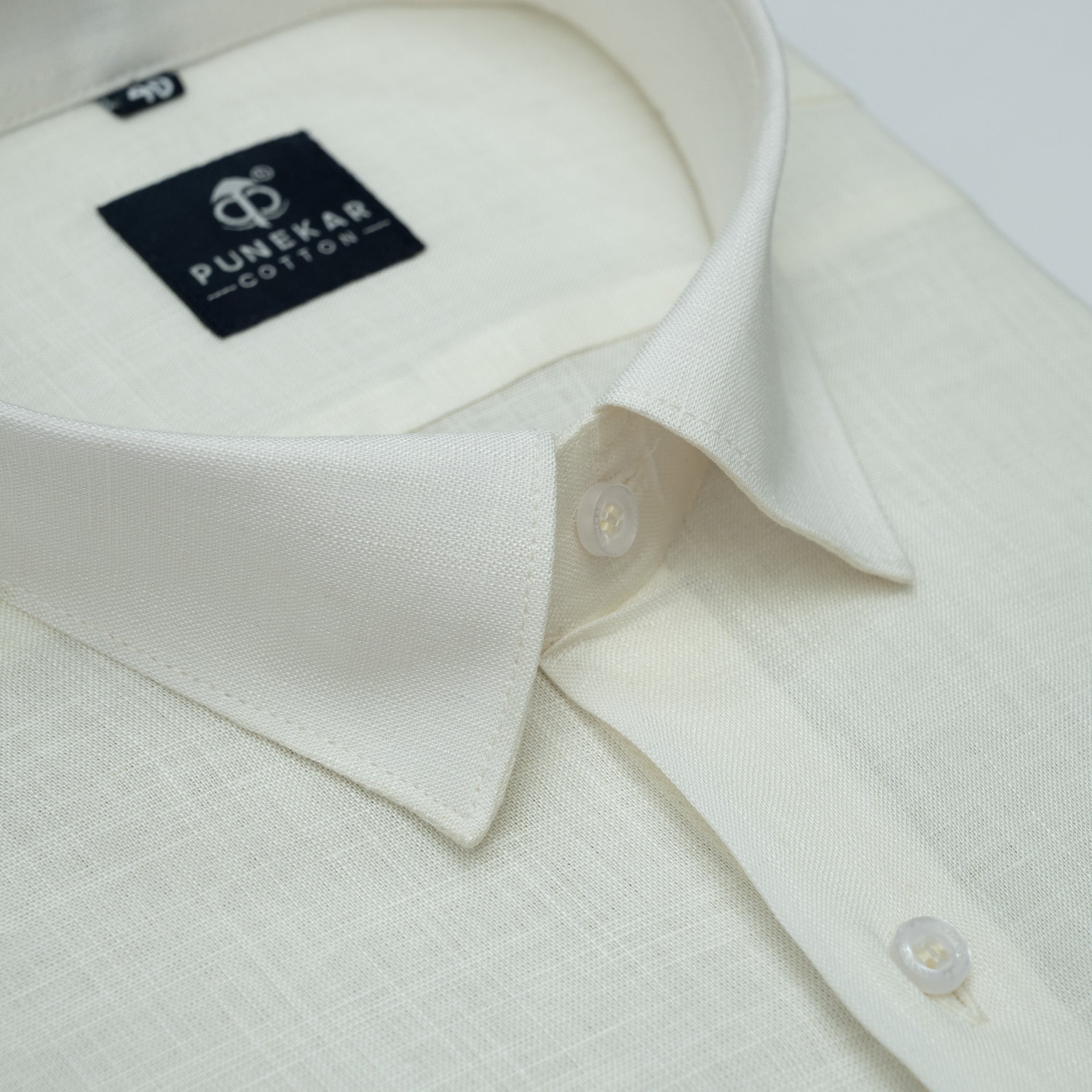 Ivory Color 80s Lino Lyocell Shirt For Men