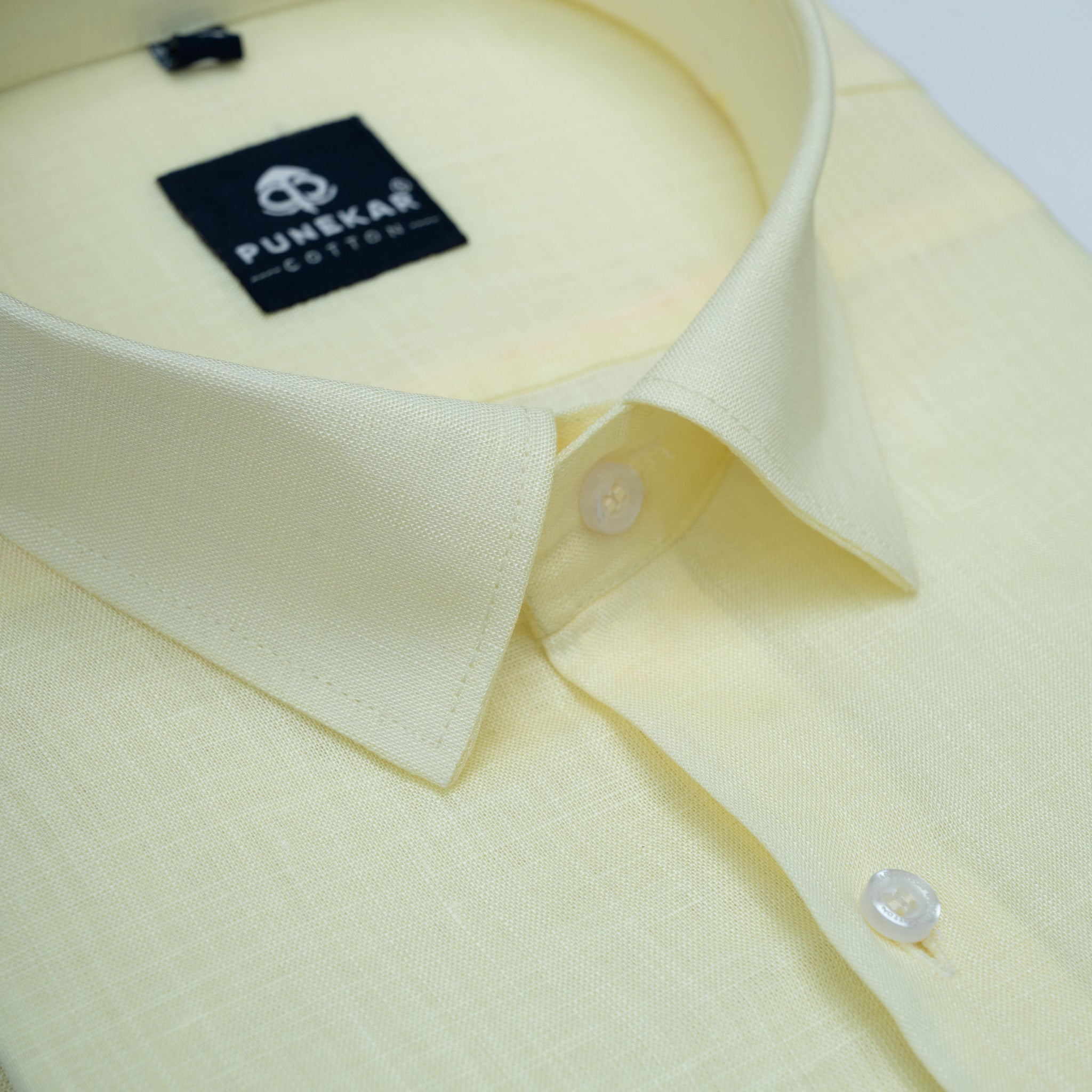 Butter Yellow Color 80s Lino Lyocell Shirt For Men