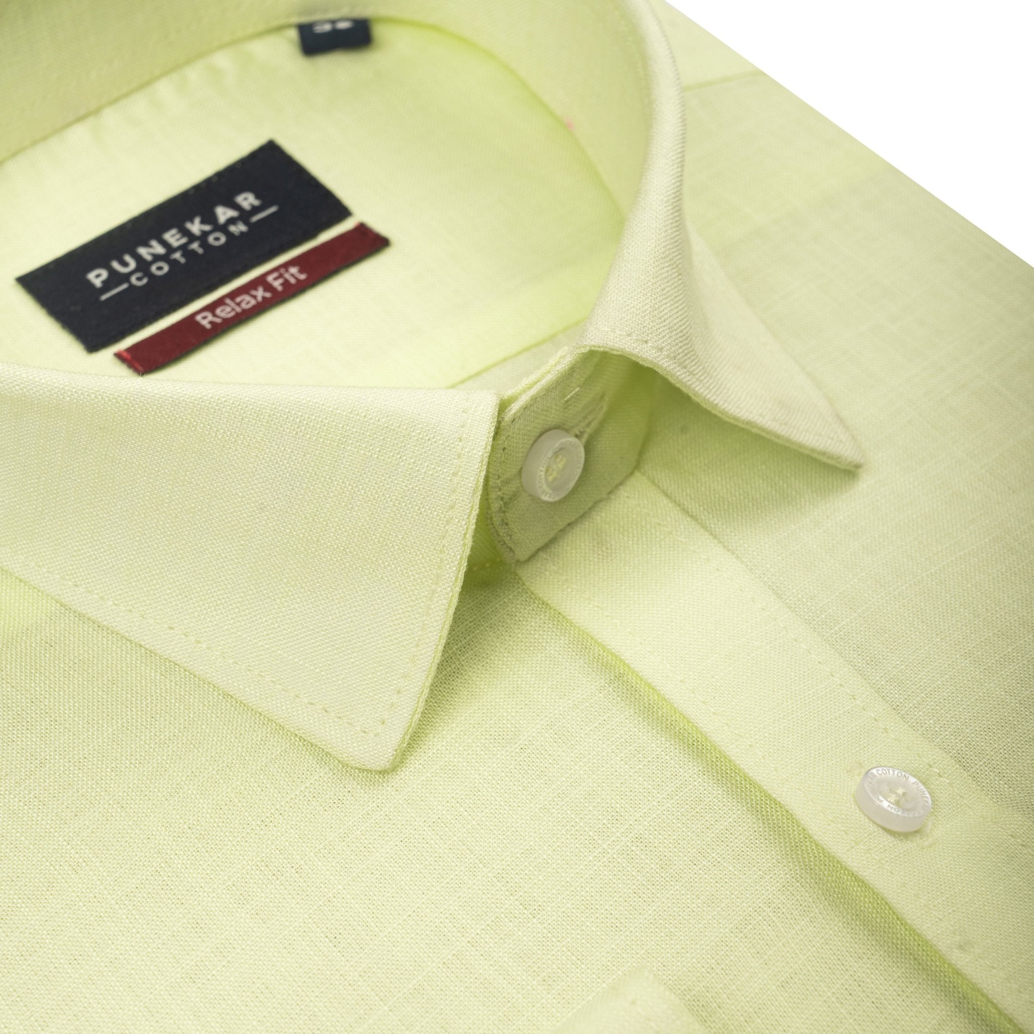 Pale Lime Color Lyocell Cotton Shirt For Men - Punekar Cotton