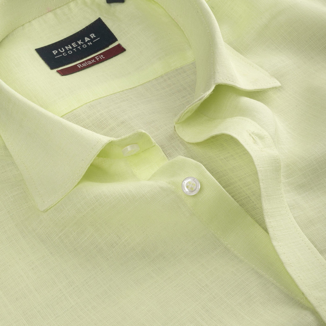 Pale Lime Color Lyocell Cotton Shirt For Men - Punekar Cotton