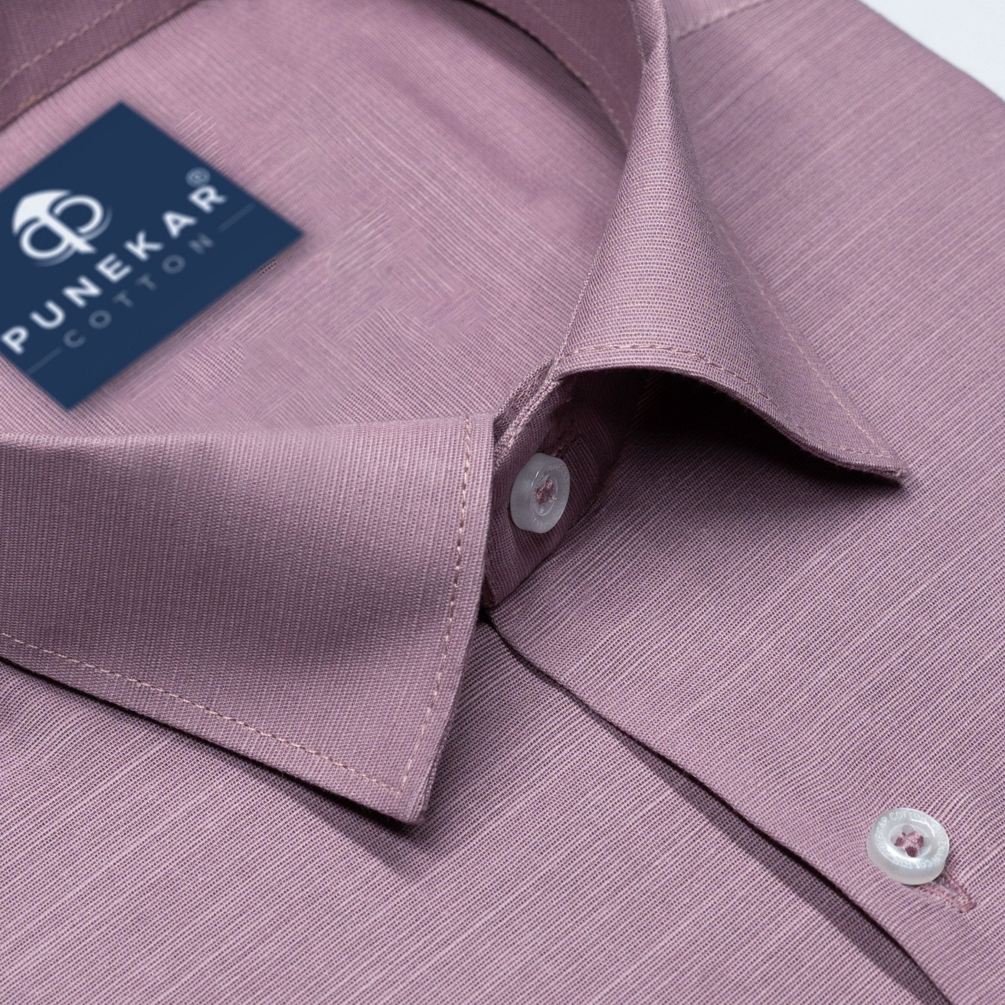 Rosy Brown Color Lining Texture Pure Cotton Shirt For Men - Punekar Cotton