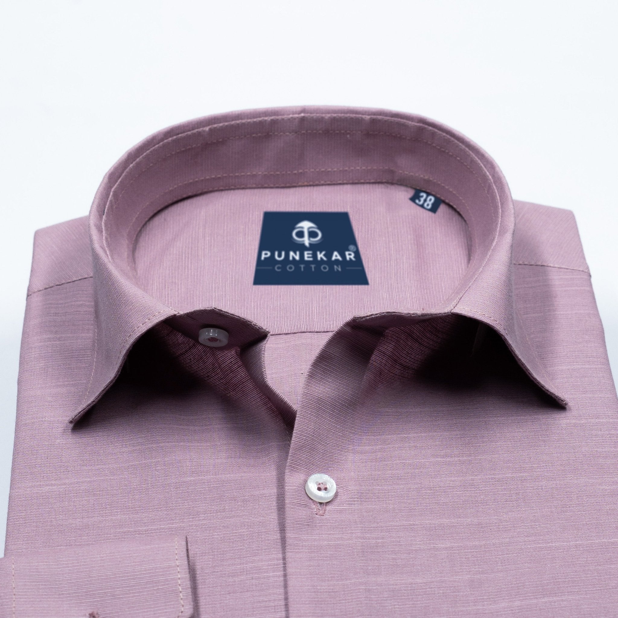 Rosy Brown Color Lining Texture Pure Cotton Shirt For Men - Punekar Cotton
