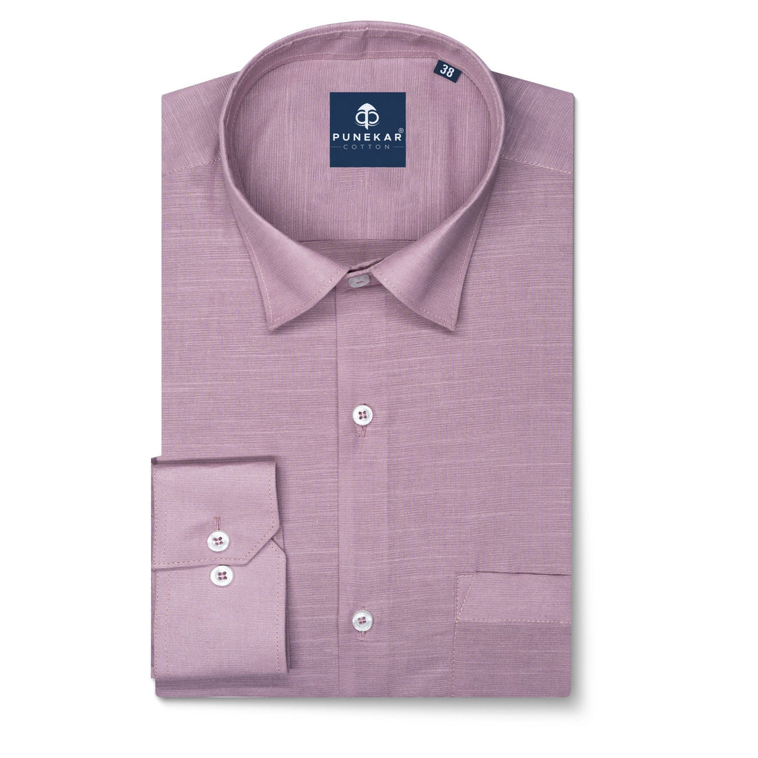 Rosy Brown Color Lining Texture Pure Cotton Shirt For Men - Punekar Cotton