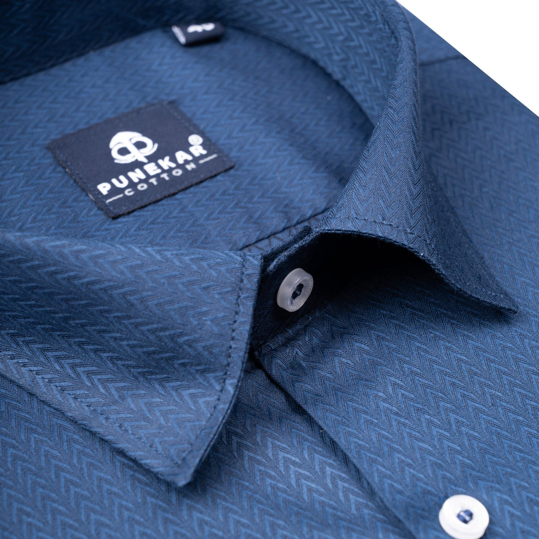 Royal Blue Color Dobby Cotton Satin Shirt For Men - Punekar Cotton