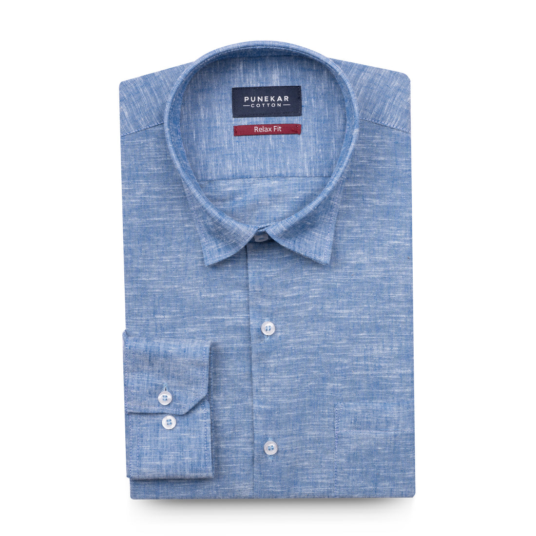 Blue Color Classic Lyocell Linen Feel Shirt For Men