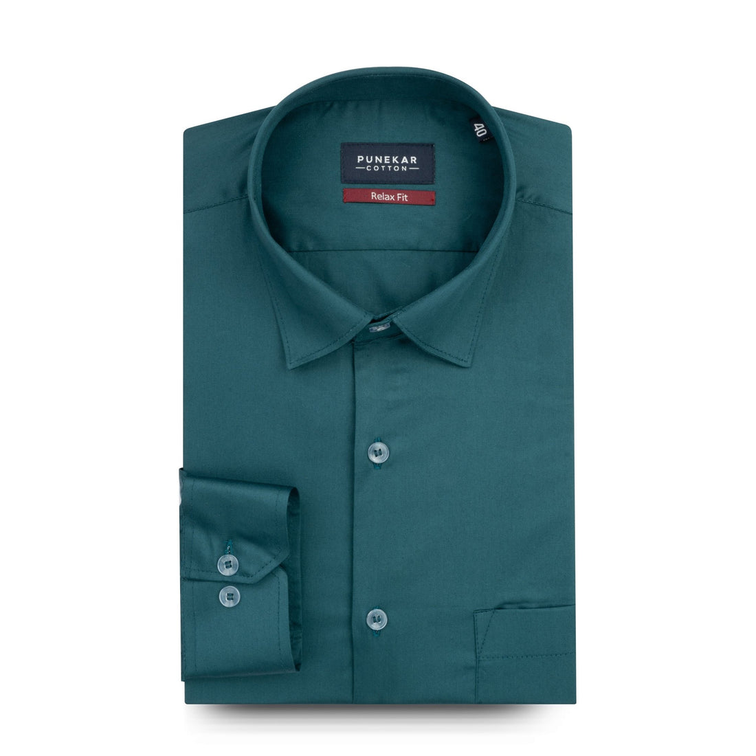Teal Color Cotton Satin Shirt For Men - Punekar Cotton