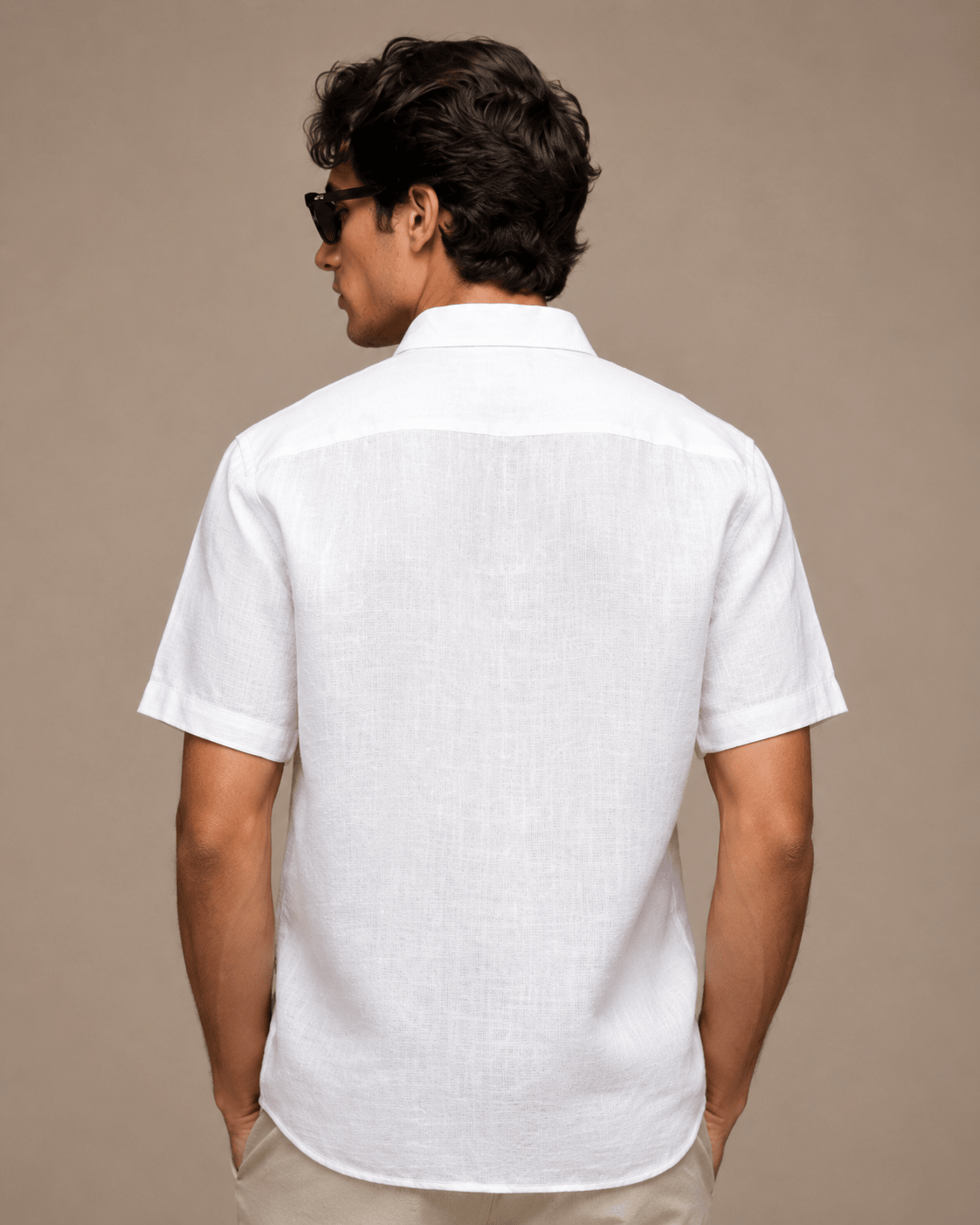 White Color Linen Formal Half Sleeves Shirt For Men - Punekar Cotton