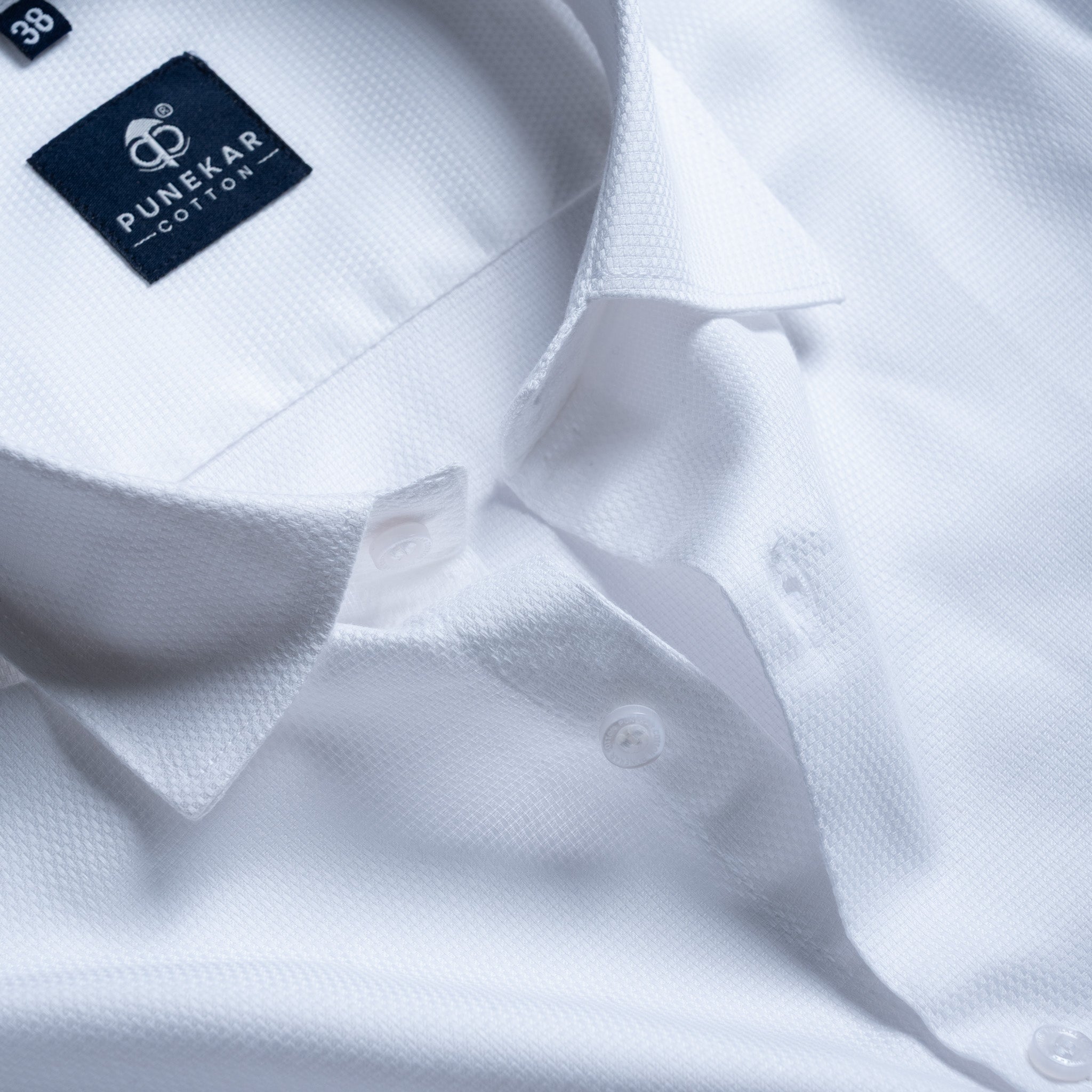 White Softweave Cotton Tencel Textured Shirt For Men - Punekar Cotton