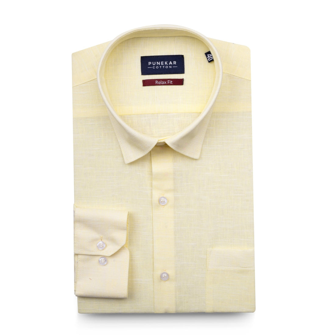 Yellow Color Classic Lyocell Linen Feel Shirt For Men - Punekar Cotton