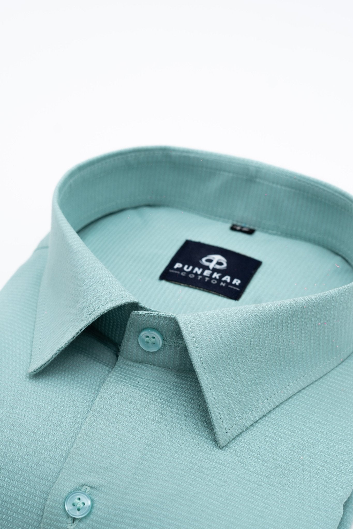 Aqua Green Color Twitter Lining Blende Cotton Shirts For Men - Punekar Cotton