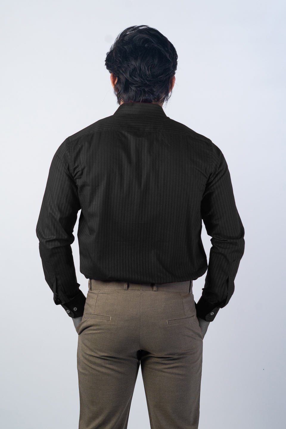 Black Color vertical Cotton stripe Shirt For Men - Punekar Cotton