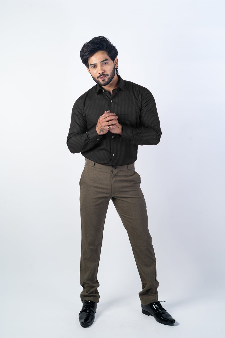 Black Color vertical Cotton stripe Shirt For Men - Punekar Cotton