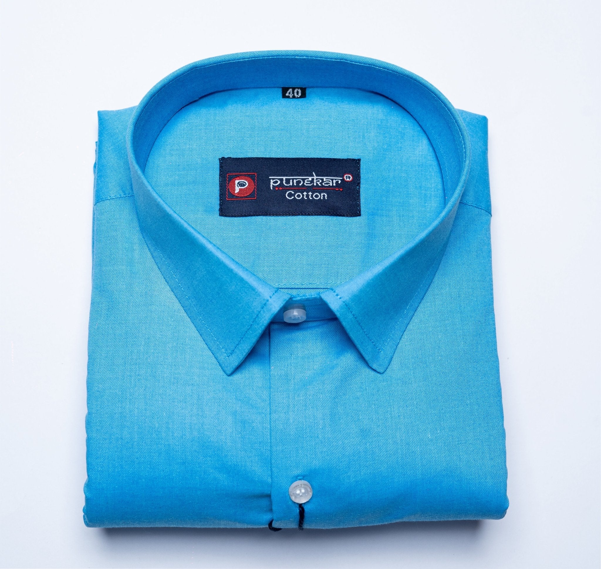 Blue Color Satin Cotton Shirt For Men - Punekar Cotton