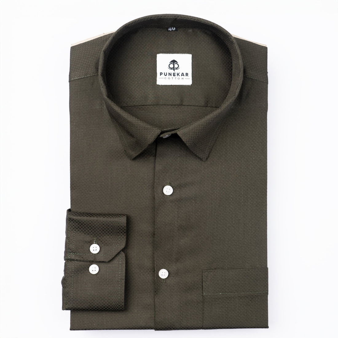 Carbon Color Dobby Cotton Shirt For Men - Punekar Cotton