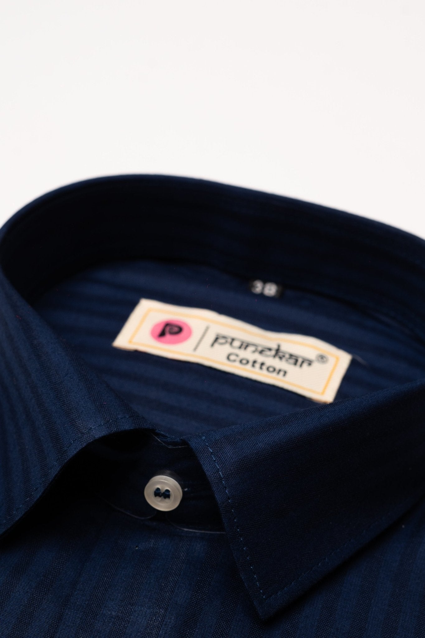 Navy Blue Color vertical Cotton stripe Shirt For Men - Punekar Cotton