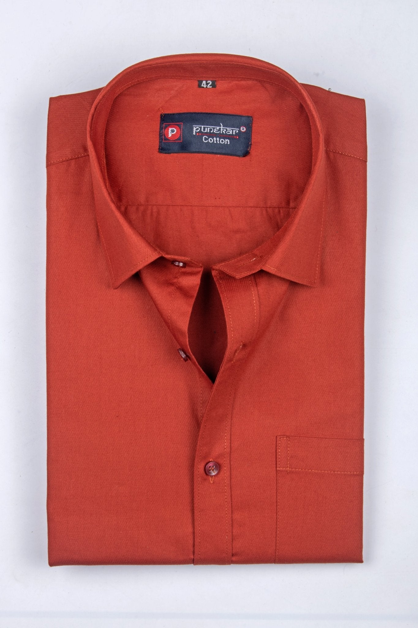 Punekar Cotton Copper Color 100% Mercerised Cotton Diagonally Woven Formal Shirt for Men&