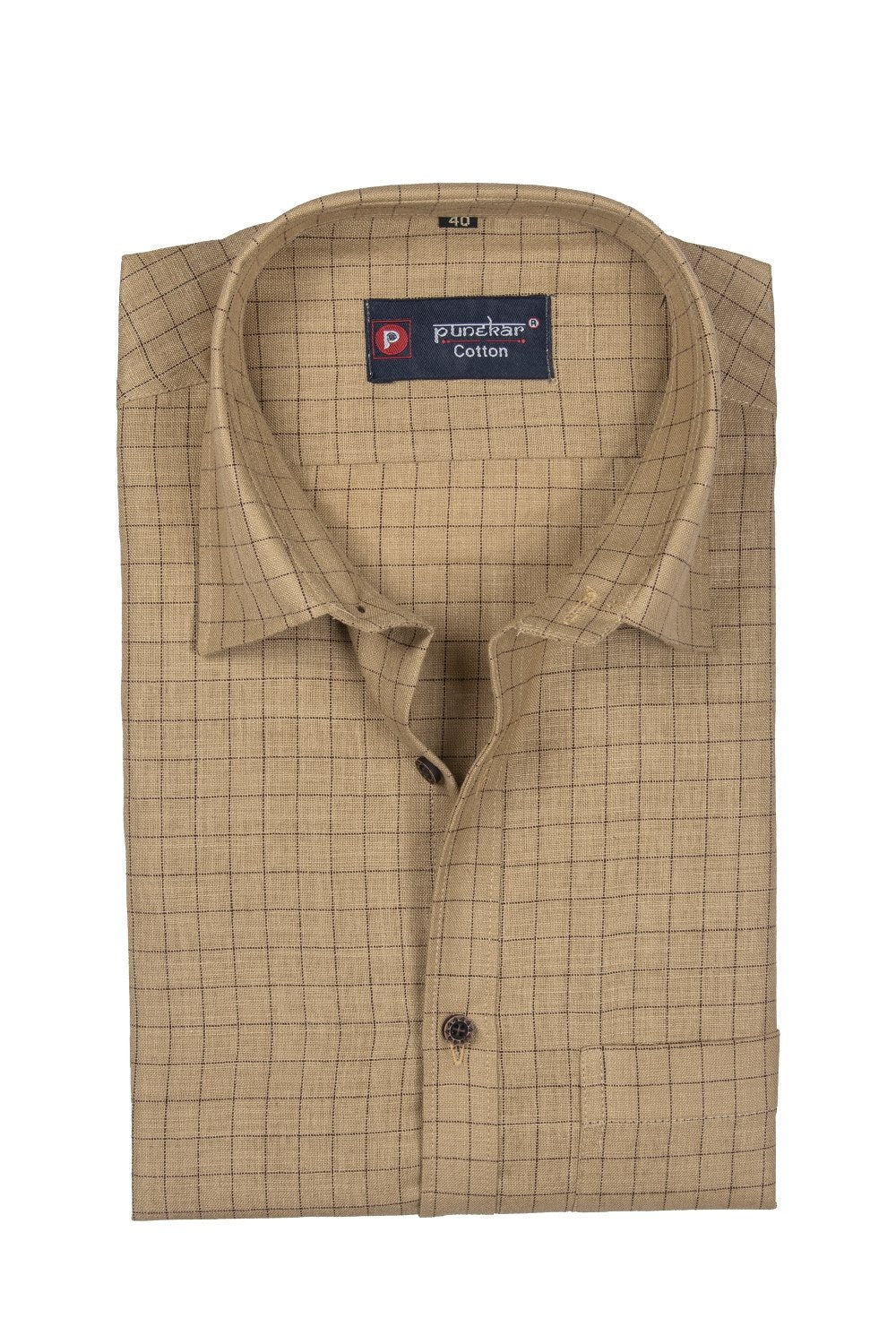 Punekar Cotton Multi Color Check Criss Cross Woven Cotton Shirt for Men&