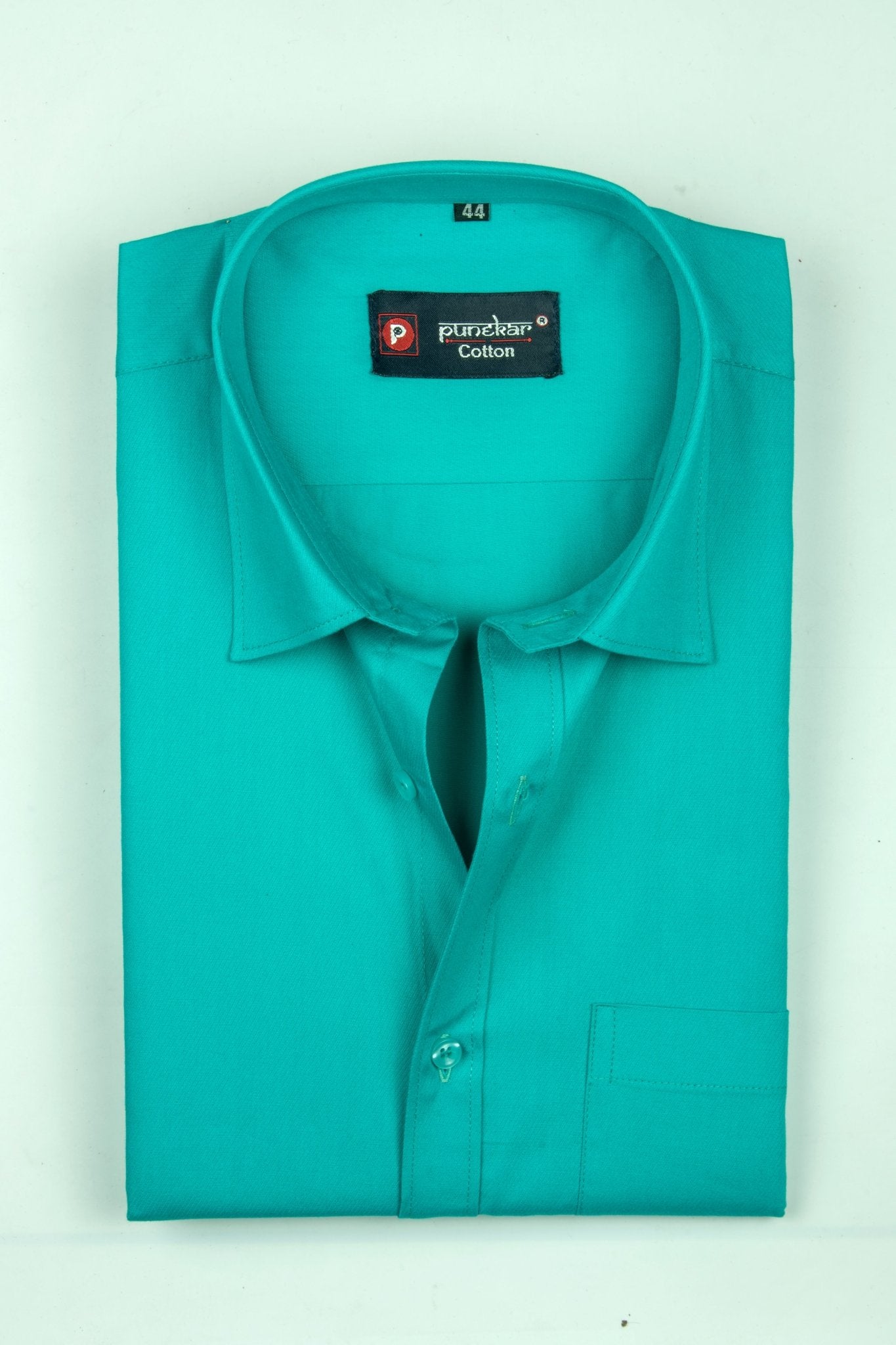 Punekar Cotton Rama Green Color 100% Mercerised Cotton Diagonally Woven Formal Shirt for Men&