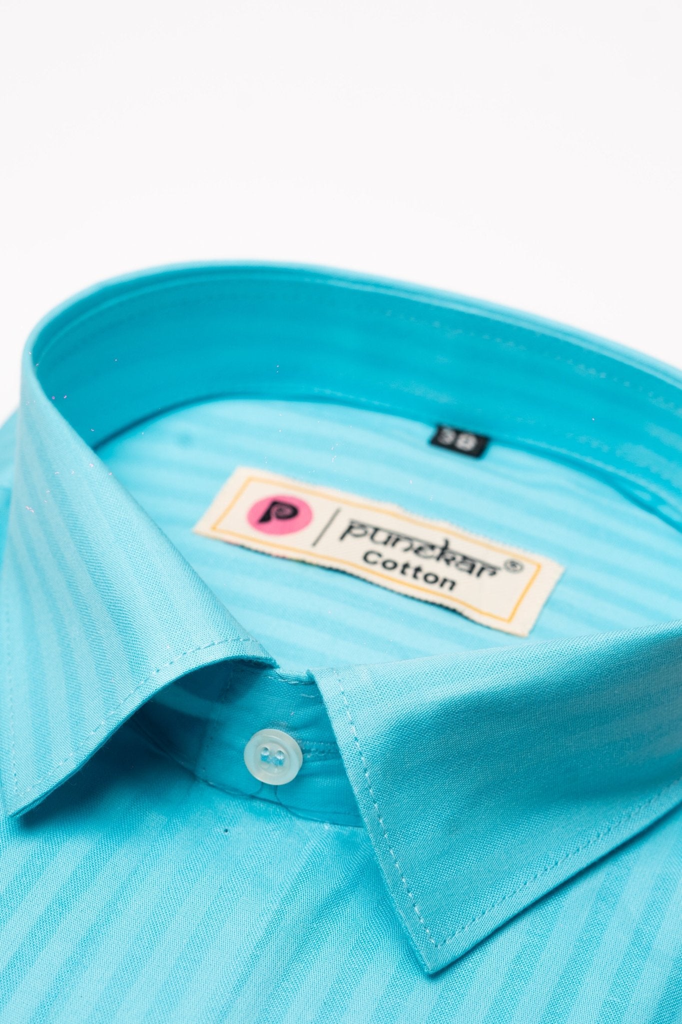 Sky Blue Color vertical Cotton stripe Shirt For Men - Punekar Cotton