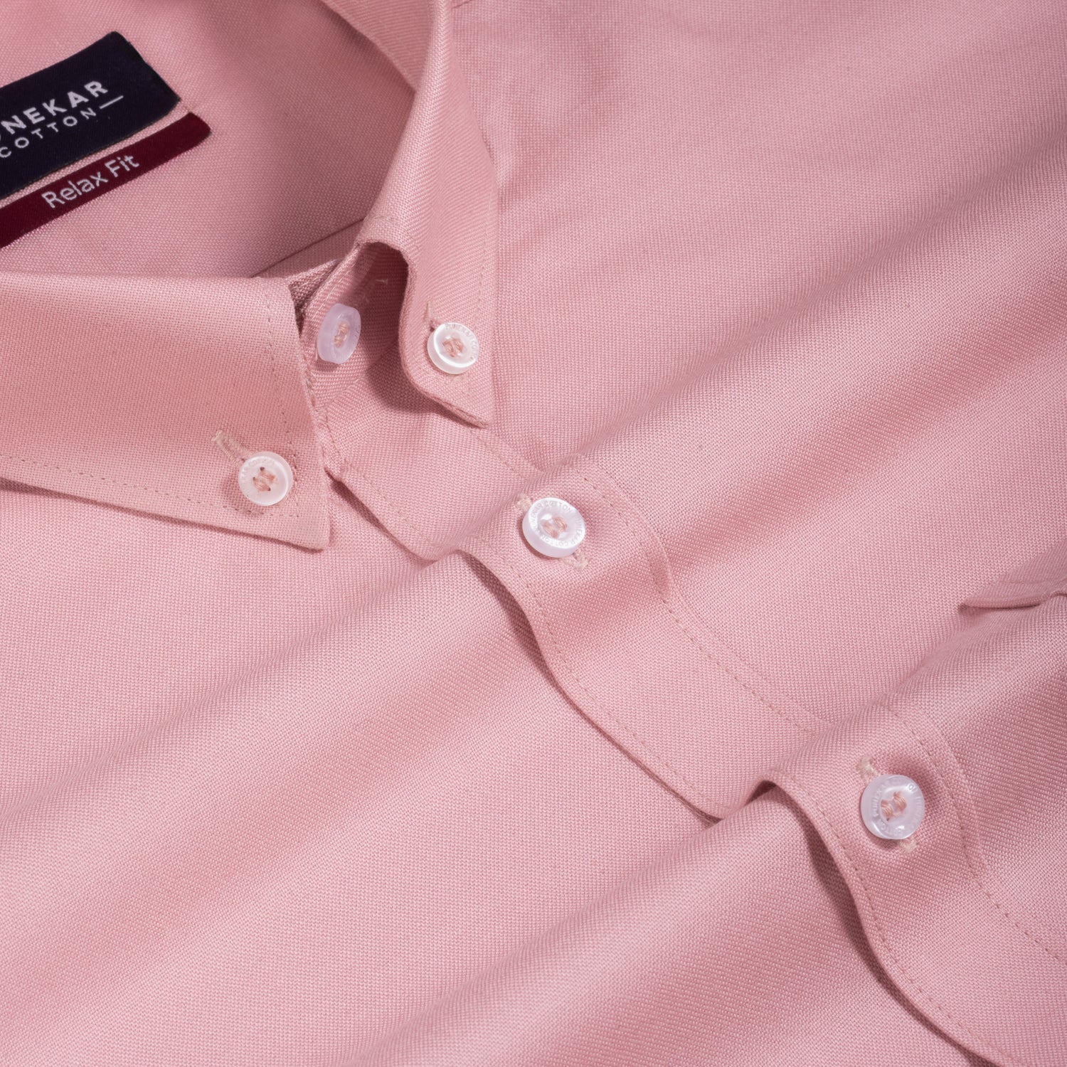 Light Rose Colour Cotton Oxford Button Down Collar Shirt For Men