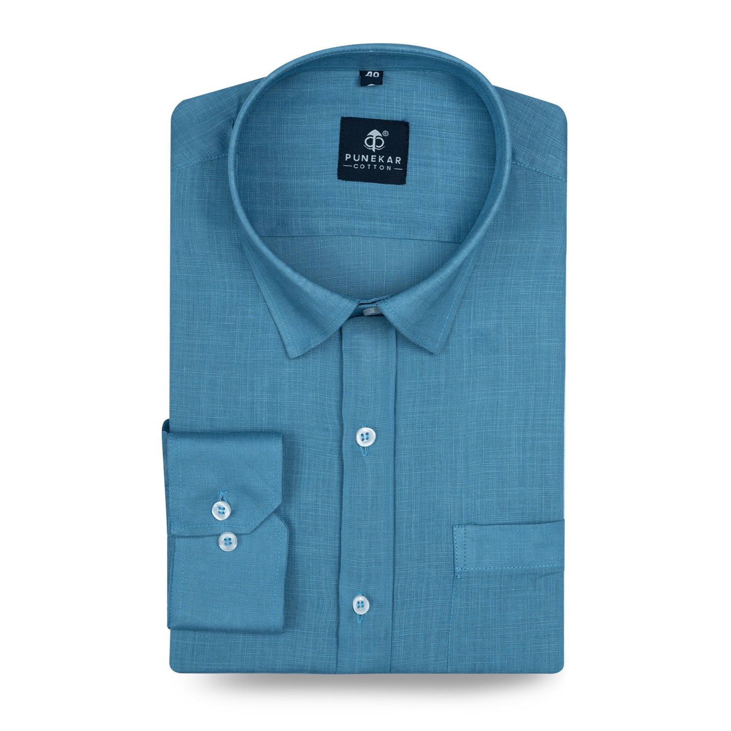Slate Blue Color 80s Lino Lyocell Shirt For Men