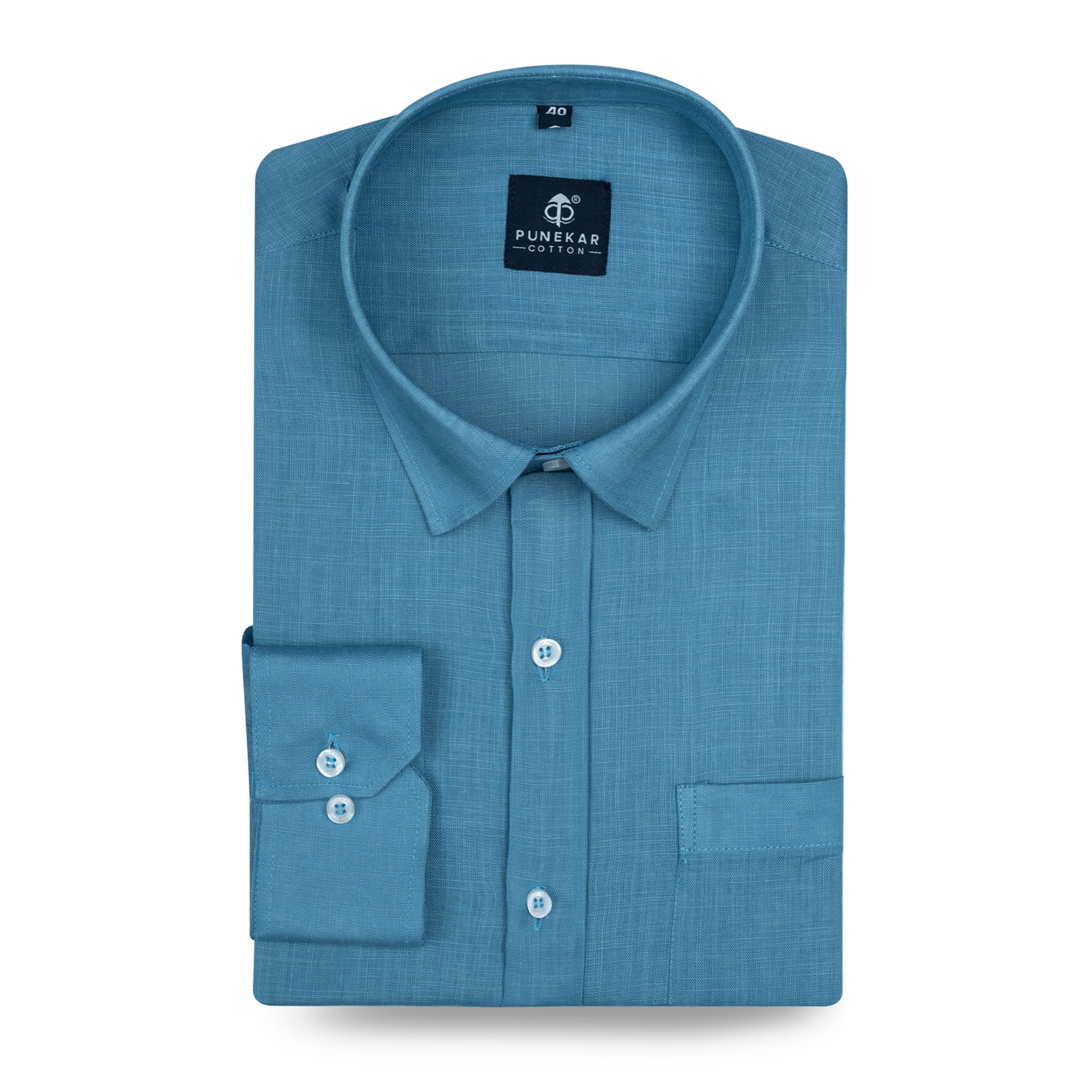 Slate Blue Color 80s Lino Lyocell Shirt For Men