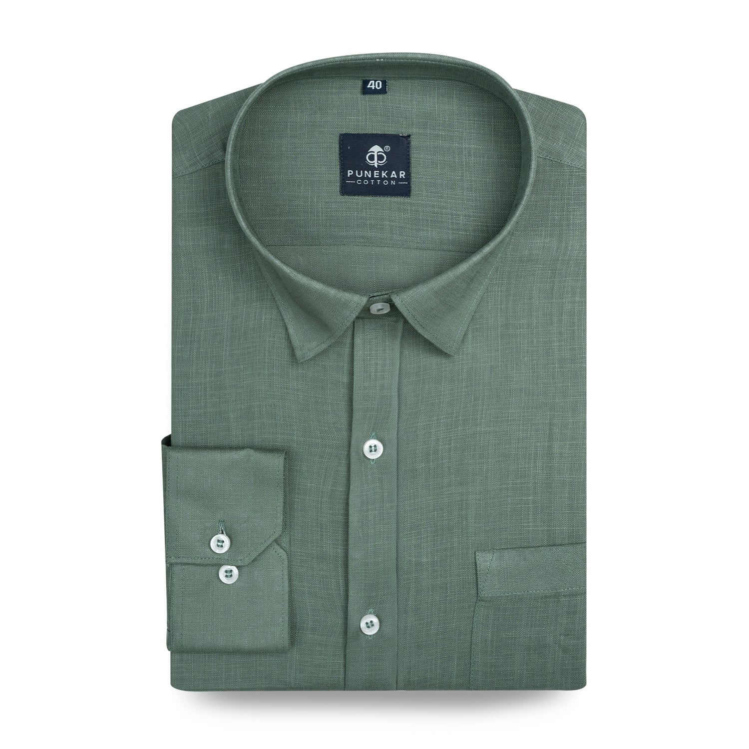 Sage Green Color 80s Lino Lyocell Shirt For Men