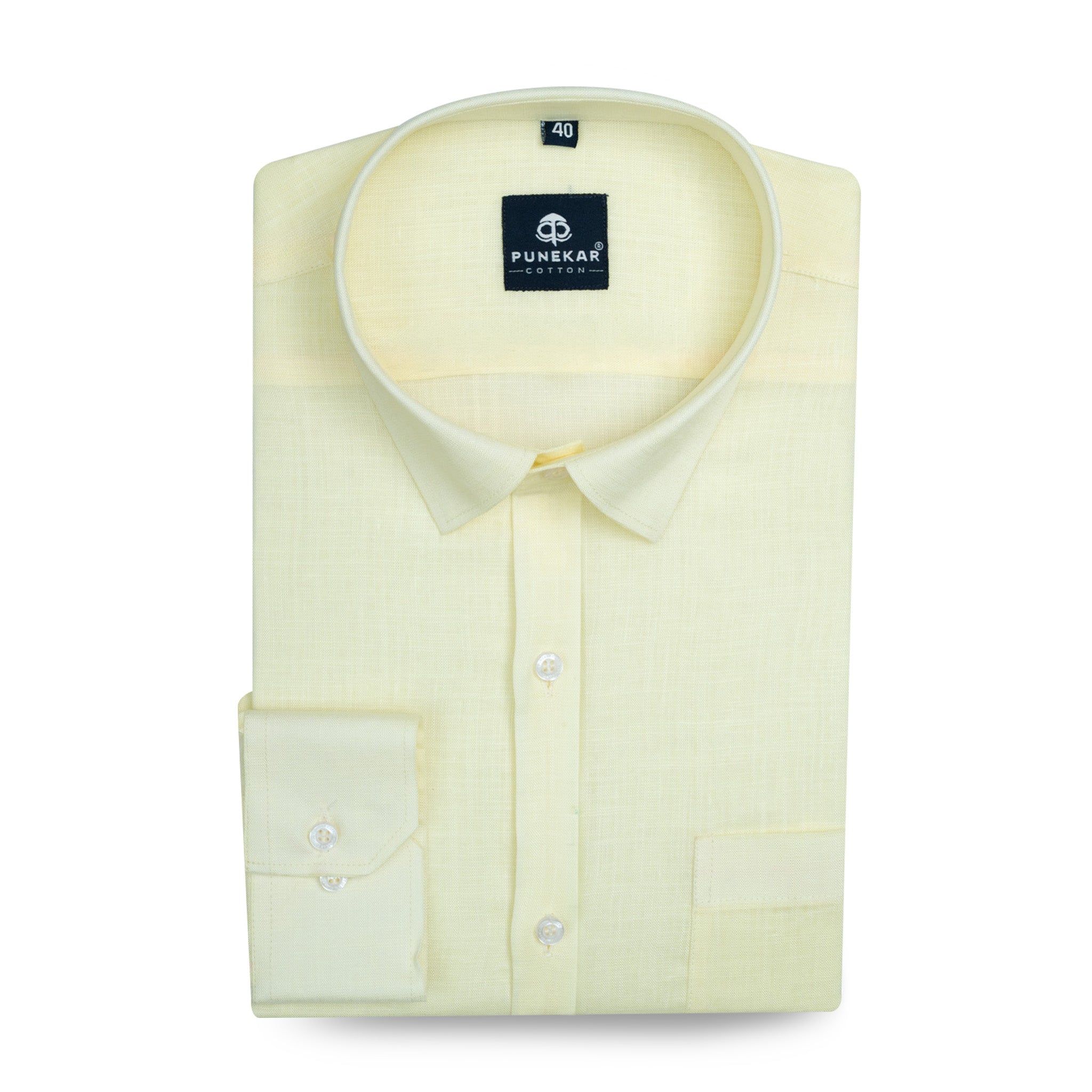 Butter Yellow Color 80s Lino Lyocell Shirt For Men
