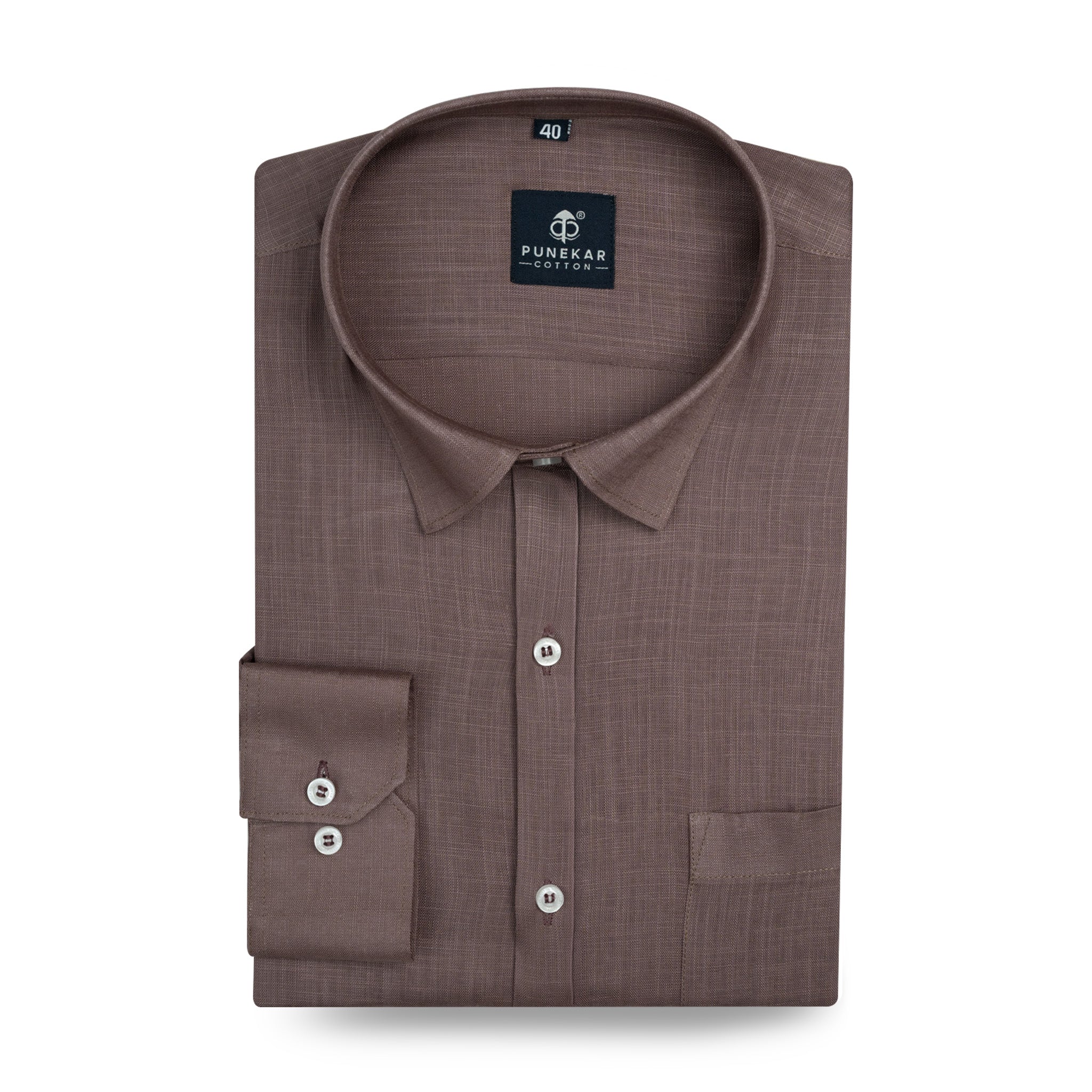 Coco Brown Color 80s Lino Lyocell Shirt For Men