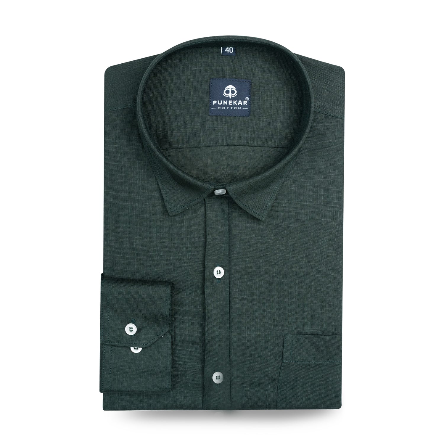 Bottle Green Color 80s Lino Lyocell Shirt For Men