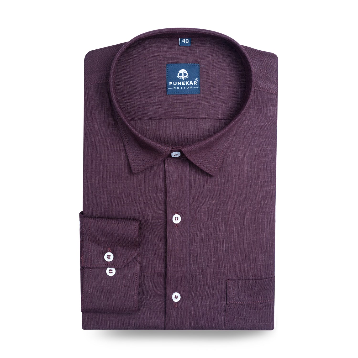 Deep Plum Color 80s Lino Lyocell Shirt For Men