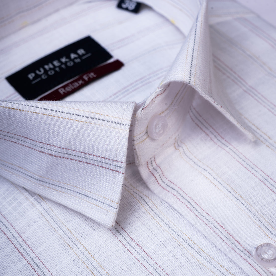 Red White Colour Vertical Cotton Linen Stripe Shirt For Men