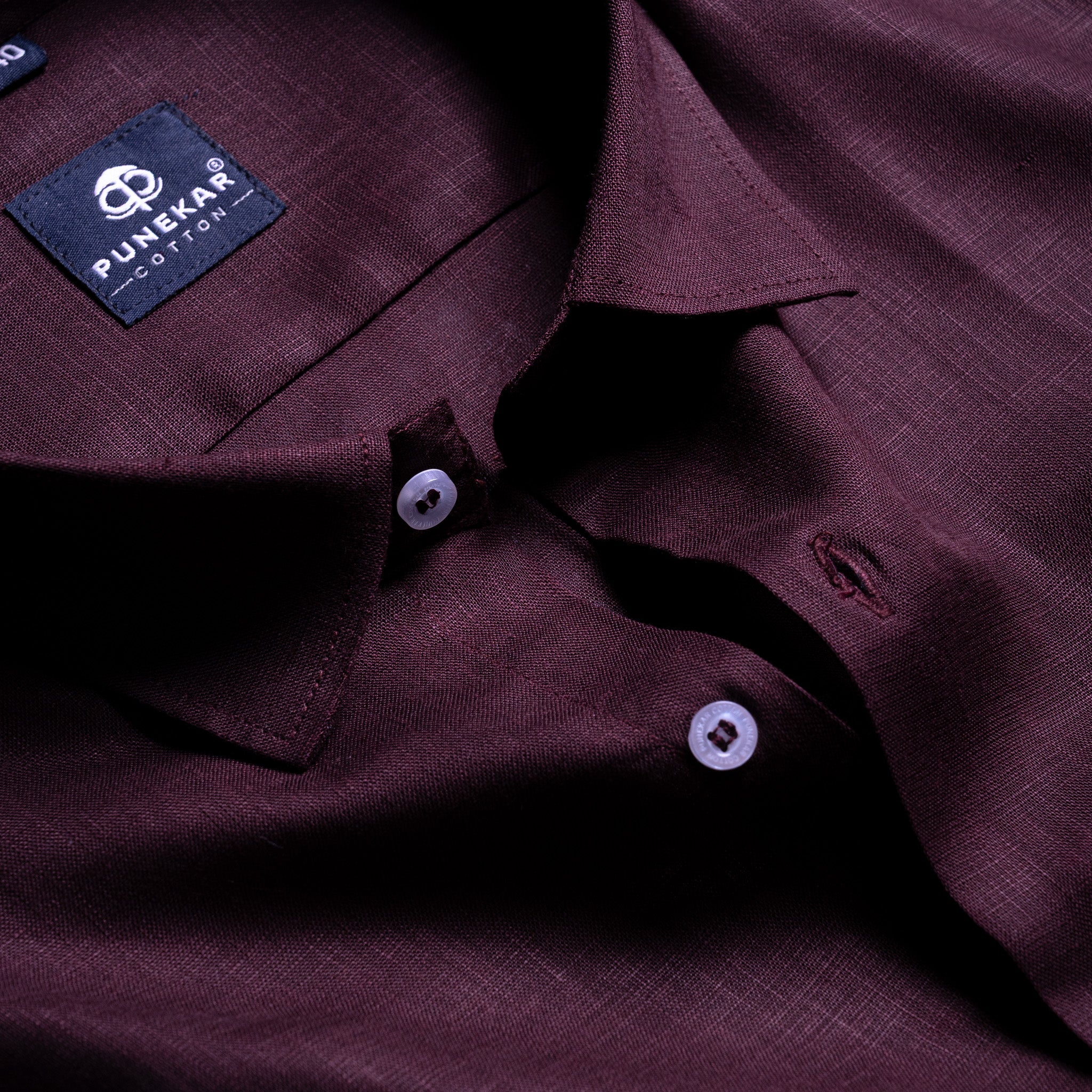 Dark Wine Color 80s Lino Lyocell Shirt For Men