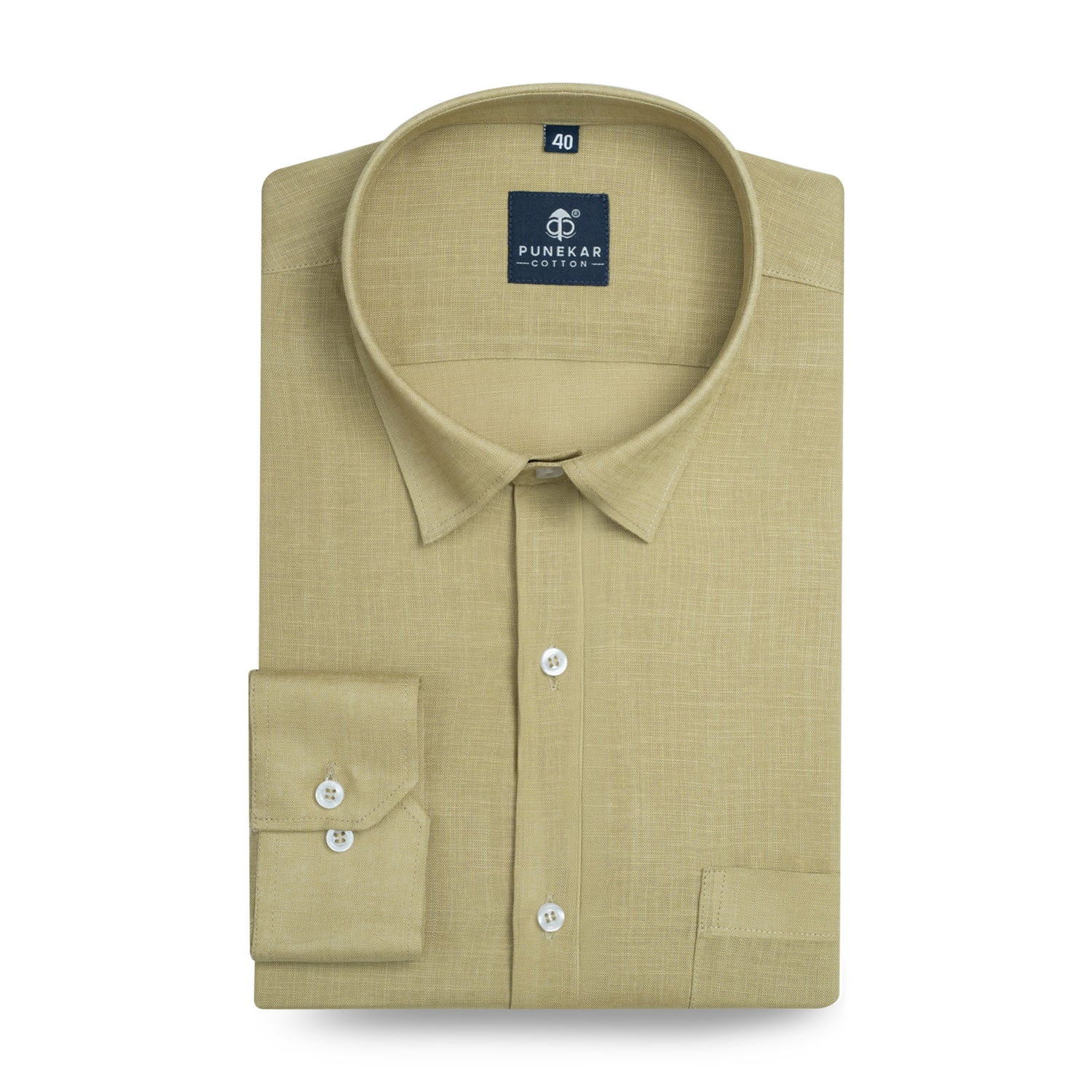 Sand Khaki Color 80s Lino Lyocell Shirt For Men